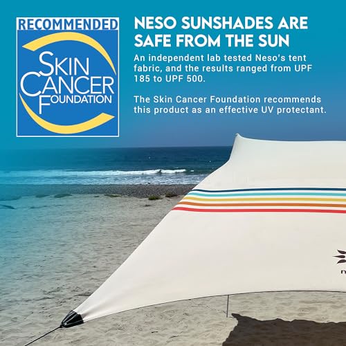 Image of Neso Gigante Portable Beach Tent Sun Shelter - Lightweight Beach Shade Canopy - Easy Setup for Family Outings - Patented Reinforced Corners - UPF 50+ Sun Protection - 8ft Tall, 11 x 11ft - Rainbow