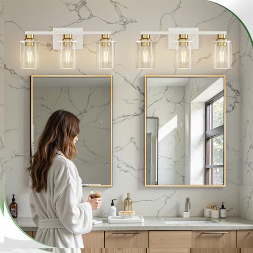 Image of DORESshop 17 Inch 3-Light White Gold Bathroom Vanity Light