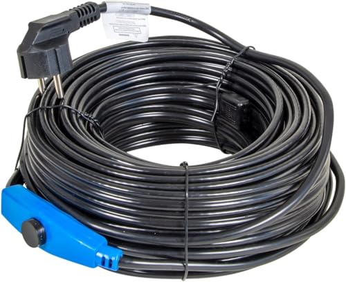 horizont Câble chauffant antigel avec thermostat de 1 à 48 m, idéal pour conduite d'eau ou plantes, chauffage d'accompagnement étanche, radiateur...