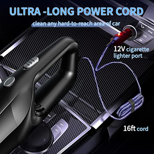 Temola Car Vacuum Cleaner, 12V Portable Car Vacuum With Hepa Filter, Car Accessories High Power Mini Car Vacuum, 16 Ft Power Cord And Cleaning Kit For Car Interior Dust Pet Hair Detailing #TOP3
