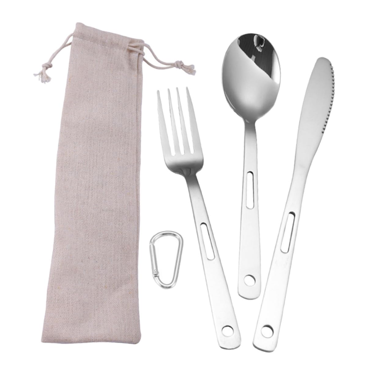 Campingbesteckset aus Edelstahl Leichtes 5 Stück Campingbesteck mit Glatter Oberfläche Modernes und Elegantes Design für Picknicks und Rucksackreisen