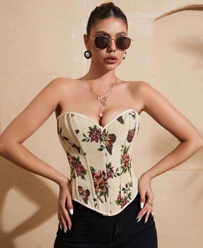 Alivila.Y Fashion Womens Butterfly Print Corset Vintage Renaissance Tank Top Vest Camisole3