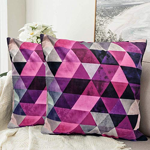 Image of Khooti Velvet Cushion Cover, 10x10 (Triangular Pink)(Pack of 1)
