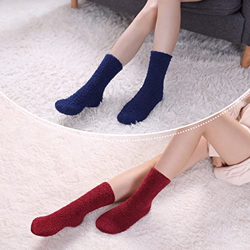 Image of LINEMIN Womens Fuzzy Socks Cozy Fluffy Winter Warm Slipper Socks Microfiber Soft Home Sleeping Socks