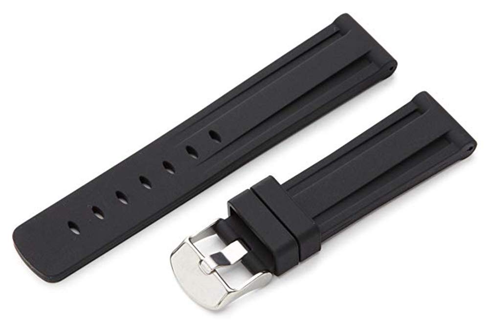 EwatchAccessories 24mm Black Silicone Rubber Watch Band Strap with Silver Stainless Steel Pin Buckle for Men and Women (B08KRMGGCB) Amazon Price History, Amazon Price Tracker