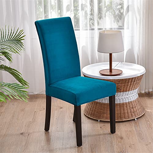 Set di 6 coprisedia in velluto con schienale alto, per sala da pranzo, morbidi, elasticizzati, rimovibili, lavabili, colore grigio e blu
