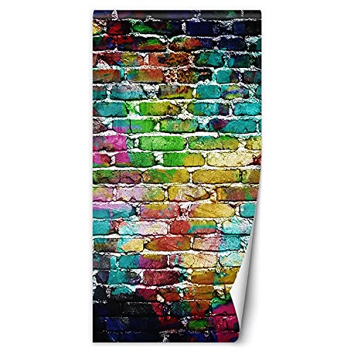 Feeby Fotomurales En La Puerta Ladrillo De Color Muro 100x200 cm Multi Tejido No Tejido Papel Tapiz Fotográfico Decorativos Murales Dormitorio Oficina Hotel Spa Textura Abstracto