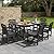 SUUNYN 7-Piece Outdoor Patio Dining Set with Table & 6 Chairs, All-Weather HDPE Outdoor Table and Chairs, 2" Umbrella Hole, Patio Furniture for Garden, Backyard, Deck, Black