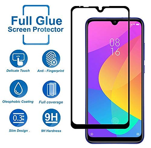 Image of Screen Protector for Motorola Moto E6 Plus / E6s (Black) Tempered Glass Edge-to-Edge 6D Screen Guard With Installation Kit