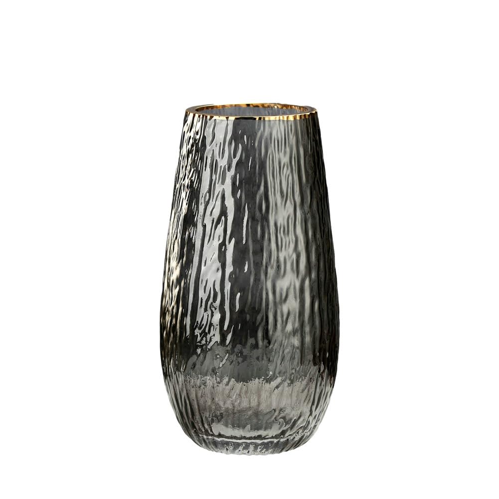Surwin Jarrones de Cristal, Jarrón de Flores de Cristal para Modernos Decoración de Mesa, Boda, Estudio, Dormitorio, Regalo para San Valentín Navidad Cumpleaños (Gris Grande)