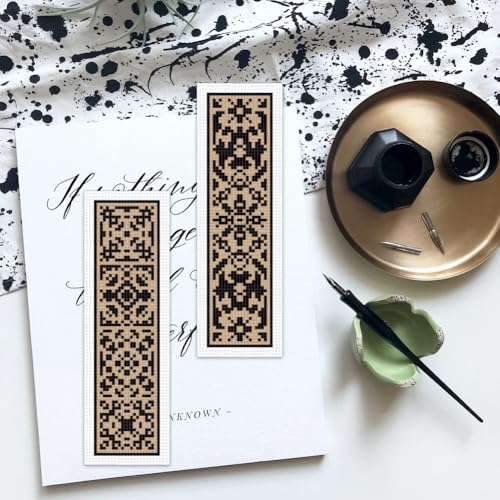 Image of BEUNITONE 6 Pcs Cross Stitch Bookmark Kit DIY Vintage Decorative Border Counted Cross Stitch Stamped Kits for Adults Beginners with Instructions Embroidery Bookmark Kit for Book Lovers 2.4x7.9 in