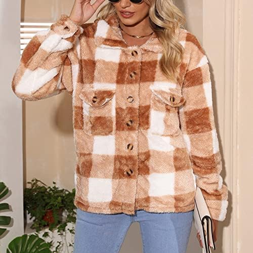 Amazon.com: LMSXCT Women's Flannel Button Down Fleece Jacket