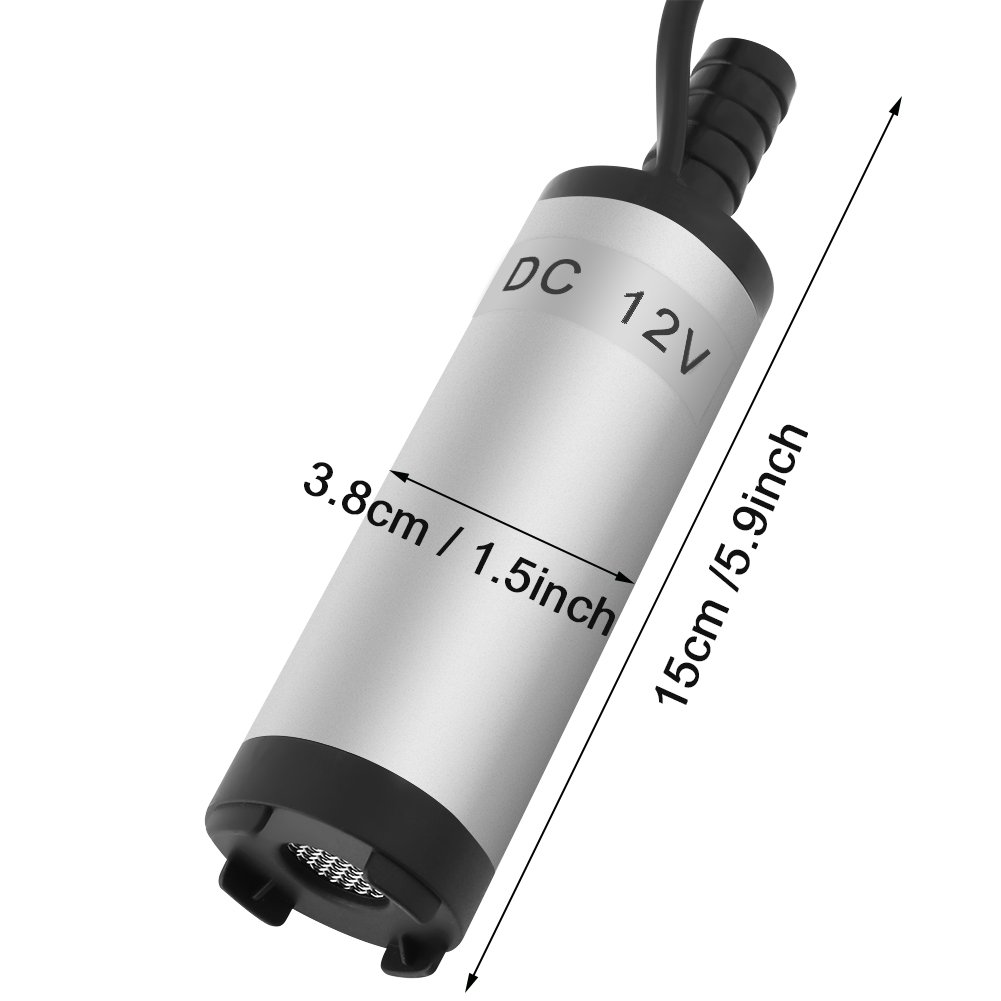 Diametro 3,8 cm inox DC 12V Sommergibile Gasolio Olio Carburante Pompa di Trasferimento dell'Acqua Sifone Elettrico per Auto Motocicletta per Cambiare Olio