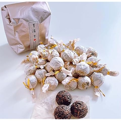 Junn Shenn Chinese Puerh Tea, Black Tea, 5 Years Aged Fully Fermented Red Tea, 30 Count Balls, 7.41Oz, 210g (About 1500ml Soup Per Ball) Cover