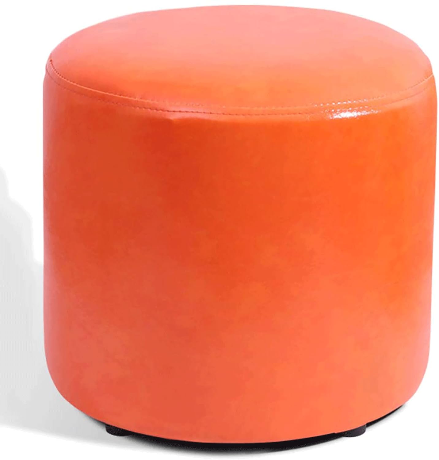 Pouf cube en cuir orange gain de place pour petit salon