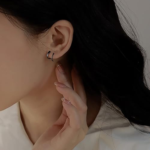 Vista 3 de Reffeer Aretes minimalistas de plata de ley 925 para mujeres y adolescentes