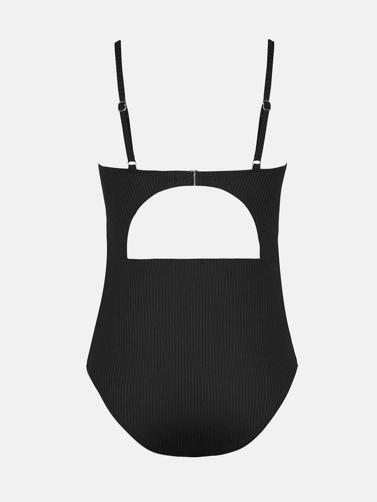 CUPSHE Damen Maternity Badeanzug U Ausschnitt Druckknöpfen Nach Schwangerschaft Gerippte Einteilige Umstandsbademode Swimsuit