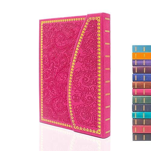 VICTORIA'S JOURNALS Magnet Journal, esculpindo caderno vintage couro sintético capa dura páginas pautadas livro de fitas, 20 x 14 cm (rosa)