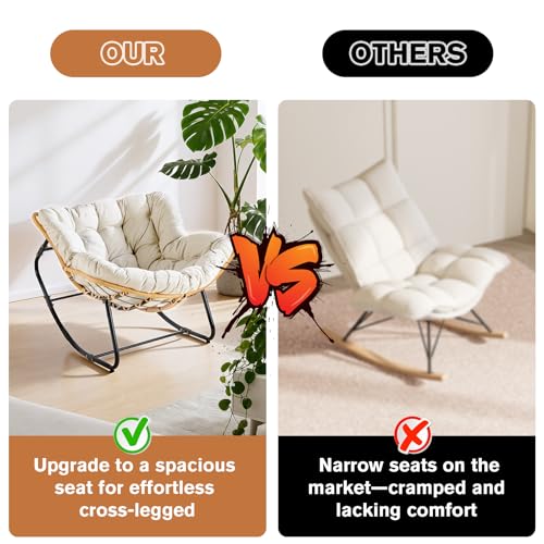 Chaise à bascule pour extérieur en osier résistant aux intempéries - 7