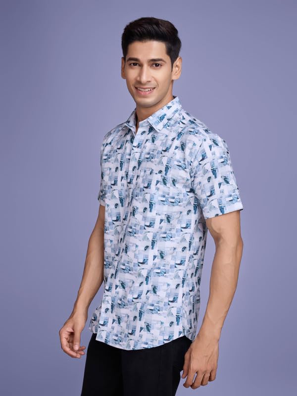 Image of Pinkmint Stylish Shirt for Men ll Printed Half Sleeve Shirt's ll Regular Fit Chest Pocket Shirt