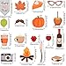 52 Pieces Happy Fall Yall Photo Booth Props Kit Thanksgiving Day Harvest Festival Pumpkin Party DIY Costumes Props with Wooden Sticks for Party Decorations