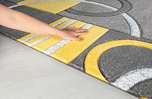 GLORY RUGS Area Rug Modern Soft Hand Carved Contemporary Floor Carpet with Premium Fluffy Texture for Indoor Living Dining Room and Bedroom Area (8x10, Yellow)