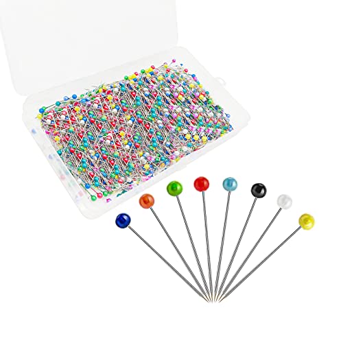 qingmeng Stecknadeln mit Kopf 800 Stück, Edelstahl Stecknadeln mit Kopf groß mit Kunststoffkopf,Bunte Stecknadeln mit Kopf für Basteln Nähen Säumen Craft,Handwerk,Jewelry Komponenten Dekoration Cover
