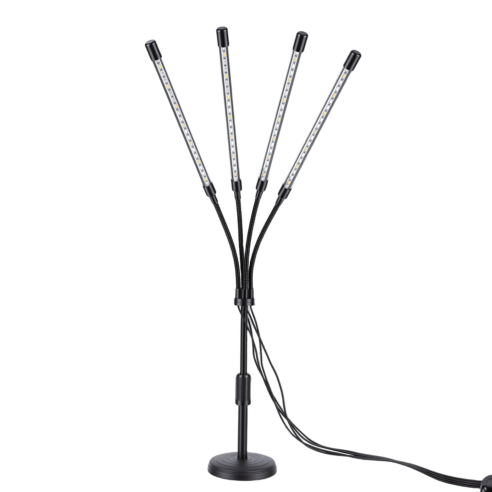 Chrees LED allevare Luci 4 Teste Lampada di Crescita Piante a Spettro Completo con Luminosità Regolabile per Piante D'Interno, Materiale in Alluminio (Supporto da scrivania 4 teste