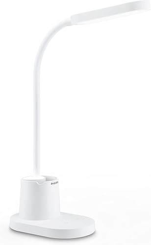PHILIPS LED Bucket Desk Lamp [Cool White Light 4000K - White] 8W - Charge with USB. for Home Indoor, Work, Study, Reading Lighting