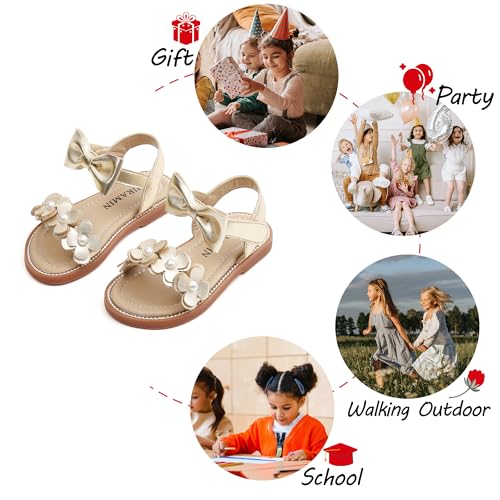 Image of PHIRAMIN Toddler Girl Sandals - Flower Girl Dress Shoes Open Toe Little Kid Wedding Party