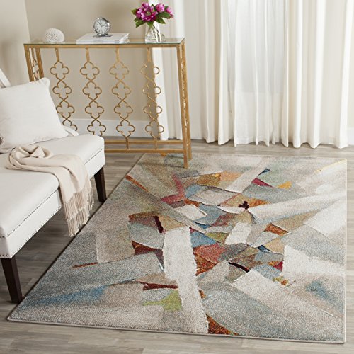SAFAVIEH Porcello Collection Area Rug - 5'3" Square, Grey &