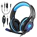 Produktbild Butfulake PS4 Gaming Headset, 3.5mm Stereo Audio Kopfhörer für PS4 Xbox One Switch PC Laptop Smartphone mit Mikrofon und LED-Licht, Schwarz-Blau