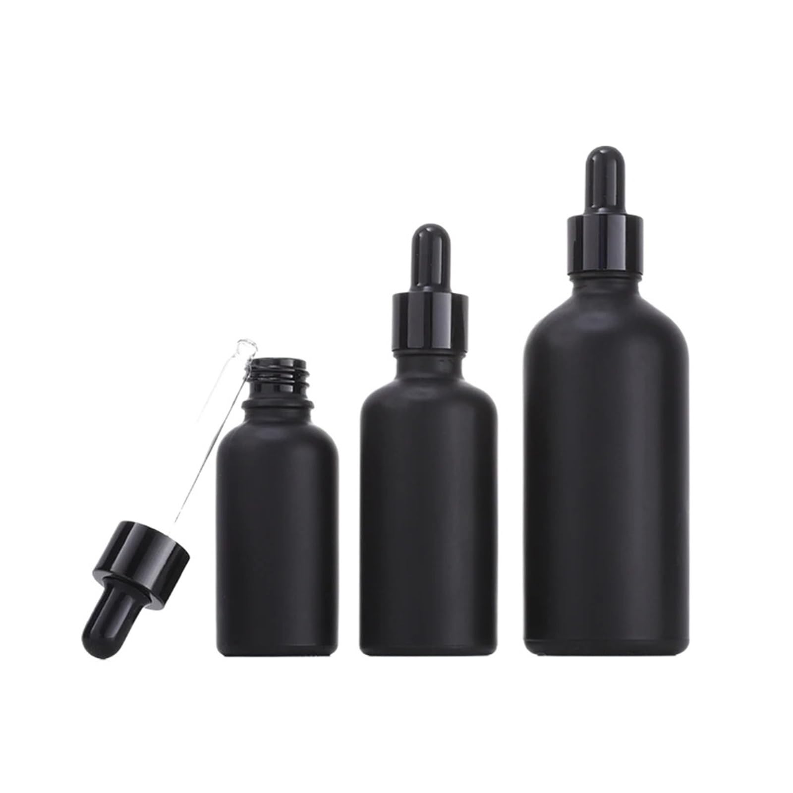 Pipettenflasche 10 ml, 30, 50, 100 Tropfflasche aus Glas, feines Öl, Peeling, Schwarzlichtvermeidung, Kosmetika, separate Abfüllung(All black,10PCS_100ML)