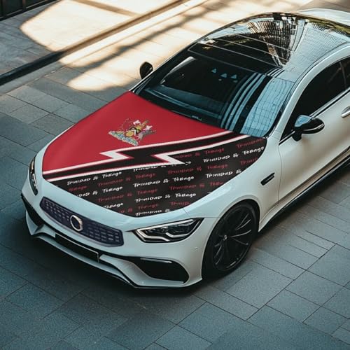 Image of Trinidad and Tobago Car Hood Cover Polyester Elastic Fabrics Washable Suitable for Large SUV and Pickup Trucks 39x59in