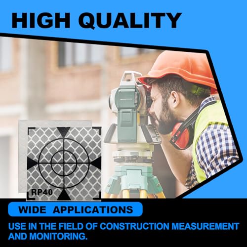Image of 40X40MM 100PCS Reflector Targets for Total Stations Paste Up Reflector, Survey Target Mark with Black Triangle Reflective Sheet for Total Stations,White