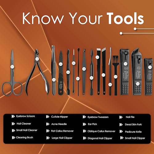 Beauté Secrets 16-in-1 Manicure Pedicure Kit for Women & Men, Stainless Steel Nail Clippers, Nail Cutter, Ear Pick, Tweezers, Plucker, Nail Filer, Nose Hair Scissors, Pedicure... - Image 2