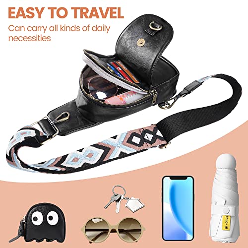 Kfxfenq Sling Bag For Women Pu Leather, Small Crossbody Sling Backpack Multipurpose Chest Bag For Cycling (Black) #TOP1