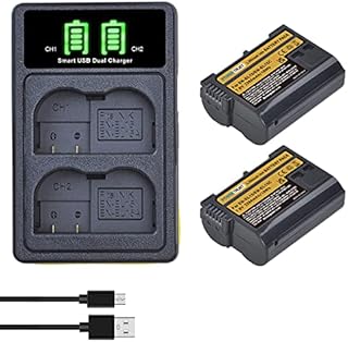 PowerTrust 2Pcs EN-EL15C EN EL15 EN-EL15b Battery with Charger for Nikon Z 7II, Z 6II, Z 5, D780, Z7, Z6, 1 V1, D500, D600, D610, D750, D850, D7000, D7100, D7200, D7500, D800, D800E, D810, D810A