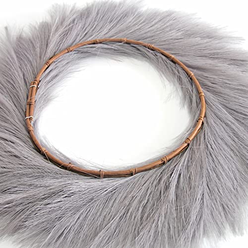 Beigeok Faux Boho Pampas Wreath,22" Artificial Pampas Grass Wreath For Front Door,Wall Decoration (Grey) #TOP3