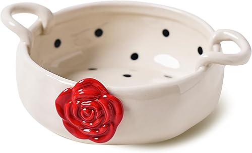 FEEGAVE Platos para hornear con lunares, cuencos de ensalada de frutas de 5.7 pulgadas, cuenco de espagueti de 20 onzas. Cerámica de seguridad