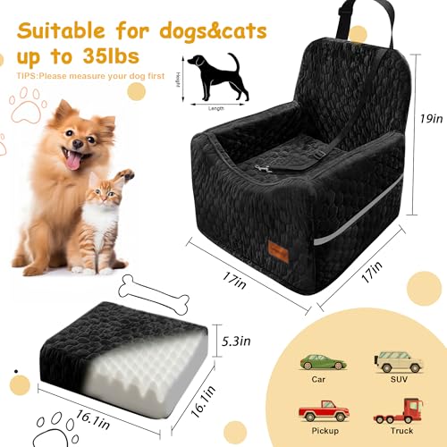 melafa365 assento de carro para cães pequenos e médios, assento de reforço para cães com espuma visc