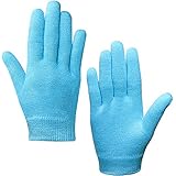 Happon Moisturizing Gel Gloves Soft Spandex with Thermoplastic Gel Repair Heal Eczema Cracked Dry Skin, Gel Lining Infused with Essential Oils and Vitamins for Dry Hard Cracked Skin - Blue