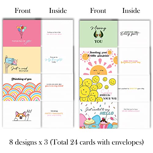 24 Thinking Of You Cards With Envelopes - 3X8 Beautifully Designed Encouragement Cards To Send To Friends, Family, Groups, Clubs - Uplifting Thinking Of You Greeting Cards With A Sentiment Inside (24) #TOP1