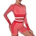Conjunto de Ropa Fitness Deportiva para Mujer, Señora ropa de la yoga 2 piezas de chándal sin fisuras de cintura alta Sexy Butt Lift Pantalones cortos de manga larga camisas de la yoga del pulgar aguj
