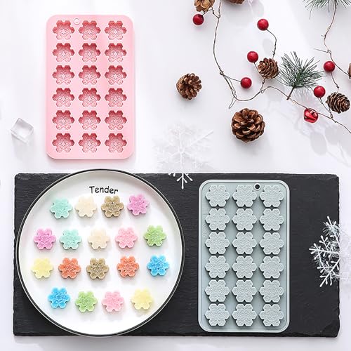 2 Pcs Snowflake Silicone Molds, 18-Cavity 3D Christmas Snowflake Chocolate Silicone Molds for DIY Christmas Winter Jello Candy Cupcake Fondant Baking Polymer Clay Decoration by Lodeihoo - Image 5