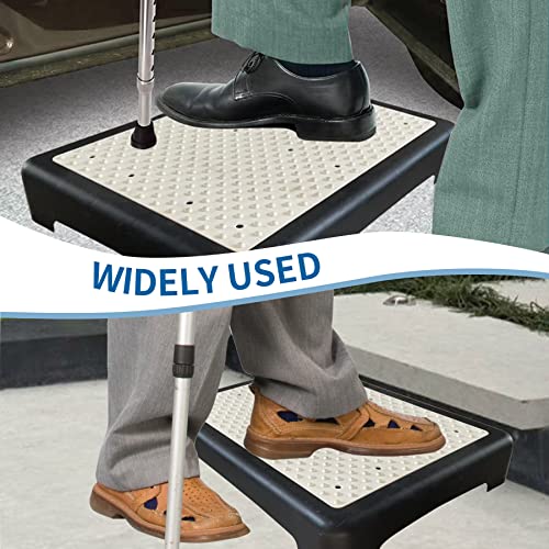 Step Stool For Adults Elderly, Sturdy Portable Half Stepping Stool Anti Slip Mobility Daily Aids Indoor/Outdoor Wide Safety Platform For Kitchen Bed Toilet Bathroom Cars,Middle Size White #TOP1