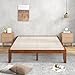 KOMFOTT 14 Inches Wood Platform Bed Frame Queen Size, Solid Wood Mattress Foundation with Rubber Wood Frame, Strong Poplar Wood Slat Support, No Box Spring Needed, Bed Frame (Brown Cherry)