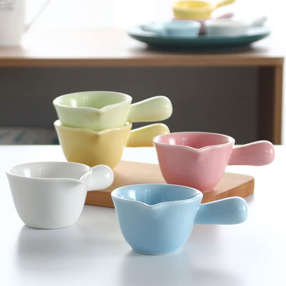 Kichvoe Set de 5 Petits Pots à Lait en Céramique Léger pour Tenir le Sucre avec Design Simple et Couleur Attractive Service de Sauces et Desserts