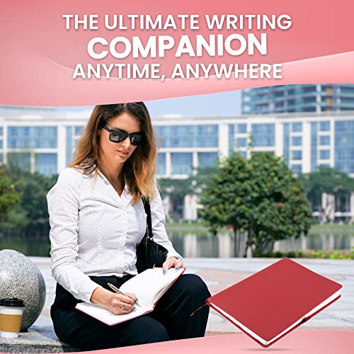 Image of Classic Journal with Faux Leather Cover for Writing, Planning, Travel, Office Use, 80gsm A5 Paper size, Magnetic Lock & Pen Loop Journal, Hard cover binding, College Ruled Notebook, Color - Red (176 Pages)