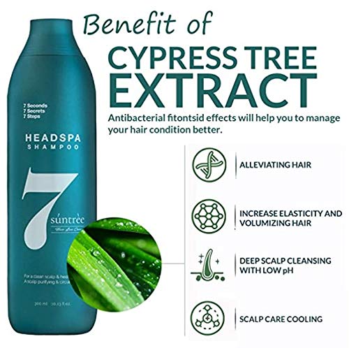 Anti Hair Loss Organic Suntree Shampoo 10.13 fl.oz.(300ml) & Treatment The premium 7.1 fl.oz.(210ml) Set (ALLEVIATEING HAIR LOSS SYMPTOMS FOR WOMEN & MEN, DAMAGED HAIR CARE, VOLUMIZING HAIR)